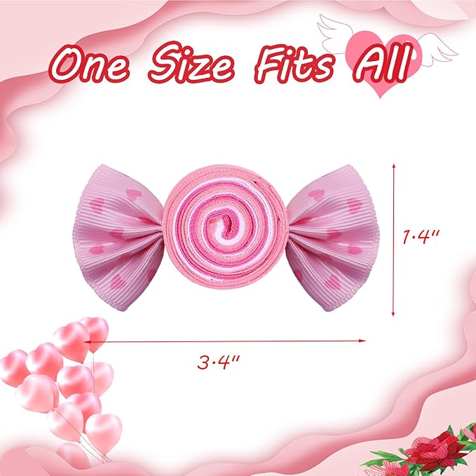 Valentines Heart Hair Clips Pink Candy Hair Barrettes Valentine's Day Ribbon Alligator Clips Sweet Hair Accessories for Girls Toddler