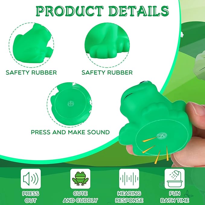 Zubebe Rubber Frogs Squeak and Floating Rubber Bath Toy Baby Shower Swimming Bathtub Toy for Shower Frogs Bathtub Birthday Party Decoration Boys Girls Bath Supplies(48 Pcs,Frog)