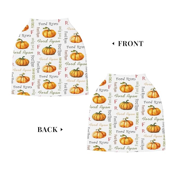 Personalized Car Seat Covers for Babies with Name – Multi-use Breastfeeding Cover Custom Pumpkin Carseat Canopy Cover, Infant Stroller Covers for Boys and Girls