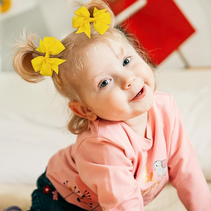Choicbaby Hair Bows for Girls, 40pcs 3" Grosgrain Ribbon Pinwheel Hair Bows for Toddler Baby Girls Hair Accessories