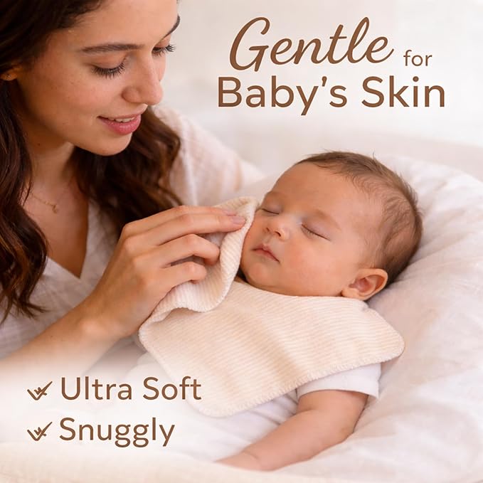 Organic Cotton Baby Washcloths - 10 Pack | Ultra-Soft Newborn Face Bath Towel - Reusable Baby Wipes for Delicate Skin Thin & Lightweight (Multicolor)