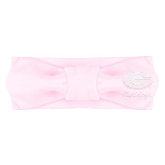 Creative Knitwear Georgia Bulldogs Infant Girls Pink Solid Hair Knot Headband Embroidered Logo - Size Newborn - 4T