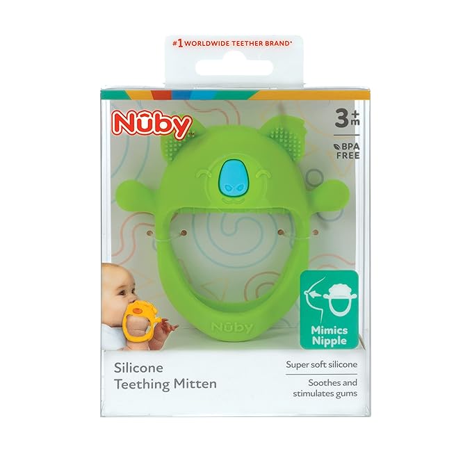 Nuby Silicone Wrist Teething Mitten - Teether Ring - 3+ Months - Koala