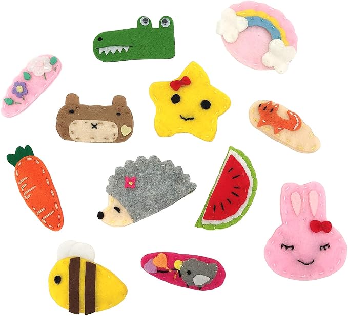 Elesa Miracle Toddlers Baby Girl Hair Clips Barrettes Animal Pattern Felt Snap Clips Hair Bows for Toddlers Girl Kids