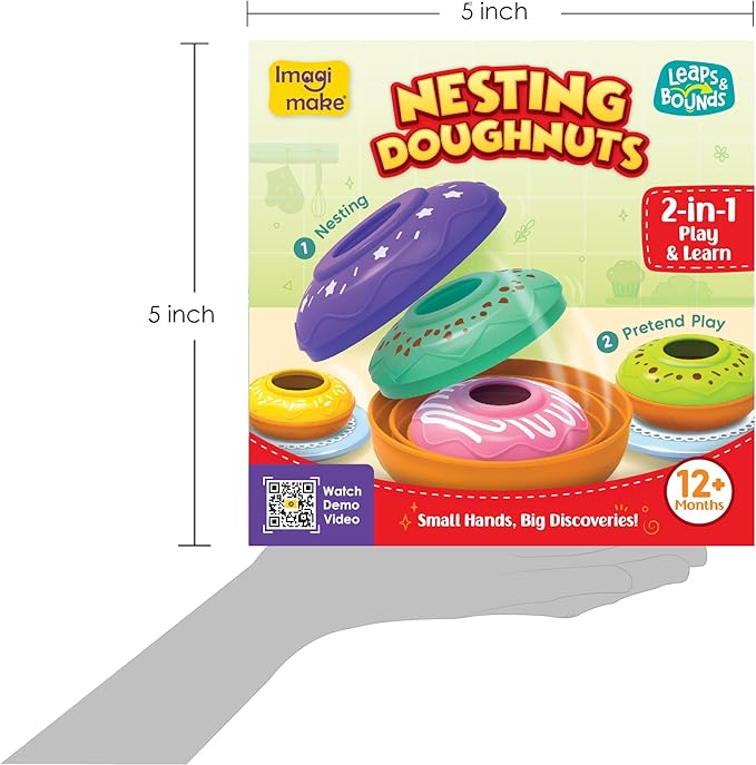 Imagimake Nesting Doughnuts | Leaps & Bounds Baby Toys for 12+ Months | Learning Toys for 1+ Year Old Toddlers and Infant | 2-in-1 Play & Learn | Montessori Baby Toy | Birthday Gifts for 1 Year Old