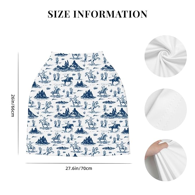 Western Cowboy Cactus Baby Stuff Car Seat Cover for Baby Carseat Covers for Girl Boy Stretchy Soft Breathable Breastfeeding Infant Car Seat Canopy Carrier Cover