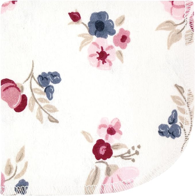 Hudson Baby Unisex Baby Flannel Cotton Washcloths, Dusty Rose Floral 12 Pack, One Size
