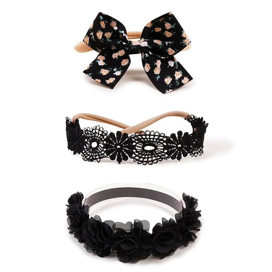 New Model Baby Girl Nylon Headbands Nylon Flower Elastic Hairbands 3pcs Hair Accessories Gift for Newborn Infant Toddlers (BF-XKFD002)