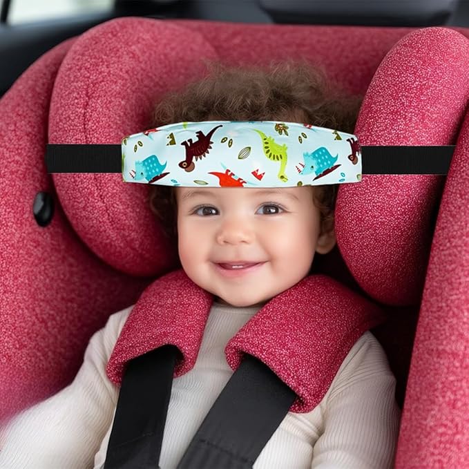 3PCS Head Support Band for Stroller Car Seat Adjustable Neck Relief Strap Headrest for Sleeping Traveling Slumber Positioner for Toddler Kids Child Baby Infant(Blue-Owl,Dolphin,Dinosaur)