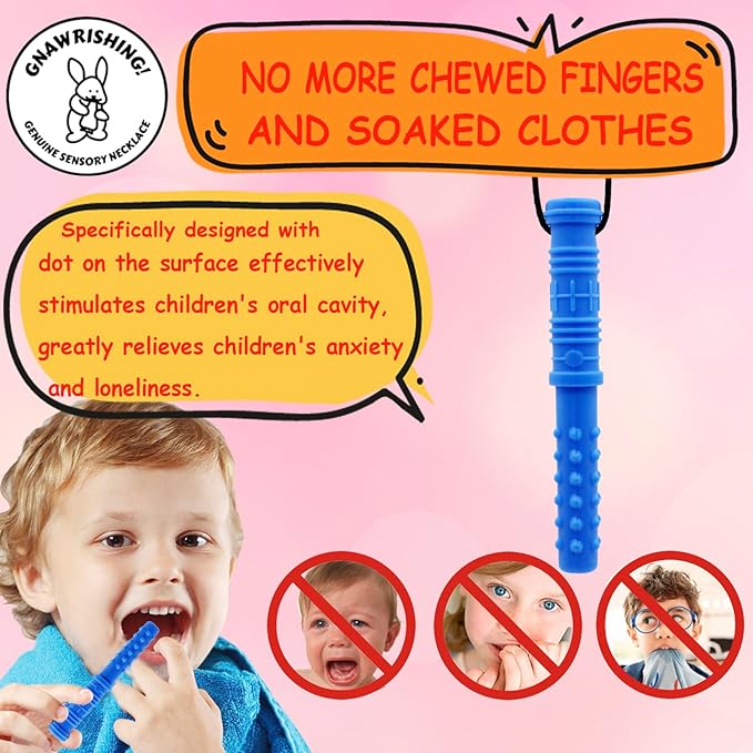 Chew Necklaces for Sensory Kids 8Pcs Cylinder Shape Sensory Chewy Toys for Autism Girls and Boys, ADHD Toddler, Adult