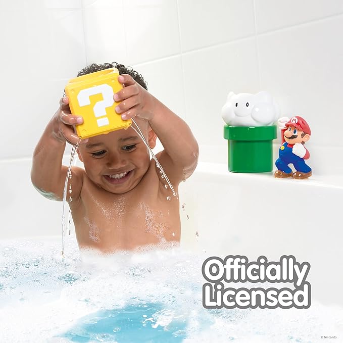 My Mario Pour & Nest Bath Playset by TOMY Toomies - Pouring Toddler Water Toys for Bath or Pool - Officially Licensed Mario Toys for Kids and Toddlers - Ages 2 Years and Up