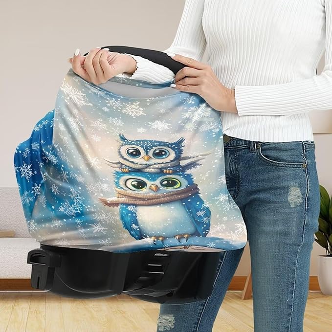 AFPANQZ Owl Nursing Cover Breastfeeding Scarf Baby Car Seat Covers for Boys Girls Infant Carseat Canopy Stretchy Soft Breathable Multi-Use