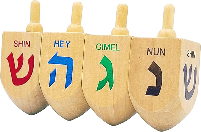 Let's Play Dreidel The Hanukkah Game 2 Extra Large Wood Dreidels Instructions Included