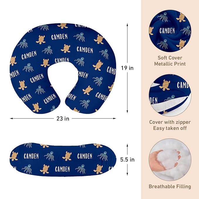 Personalised 7 in 1 Car Seat Cover for Girls and Boys - Multipurpose Breast Feeding Cover, Blue Turtle Print Nursing Cover, Grocery Cart Cover - Birthday Gift for Babies(27"x29")