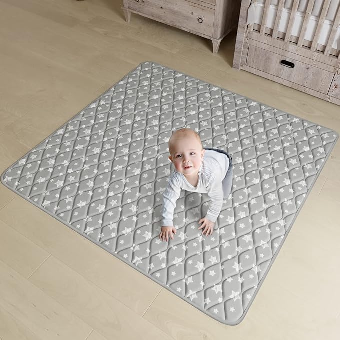Baby Play Mat 50" X 50" Fit for TODALE Playpen, Non-Slip Baby Playpen Mat for Playing, Grey Star