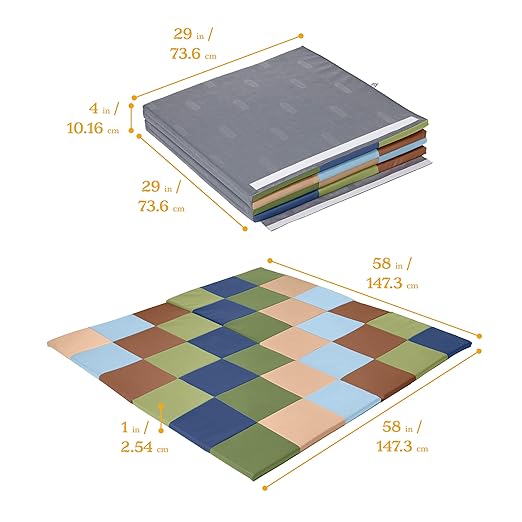 ECR4Kids Softzone Patchwork Toddler Foam Play Mat, 58" Square, Earthtone