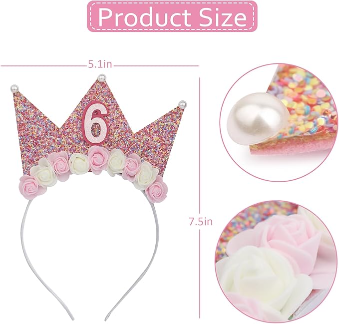 Boy Girl Birthday Crown, Prince Princess Birthday Hat Headband Tiara Crown Cake Photo Prop Party Decorations