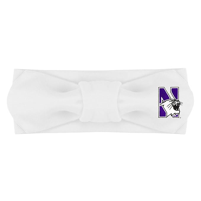 Creative Knitwear Northwestern Wildcats Infant Girls White Solid Hair Knot Headband Embroidered Logo - Size Newborn - 4T