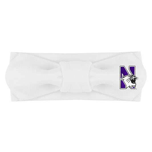 Creative Knitwear Northwestern Wildcats Infant Girls White Solid Hair Knot Headband Embroidered Logo - Size Newborn - 4T