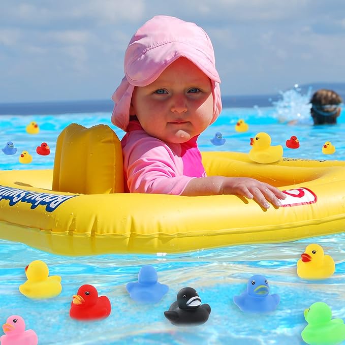 GADIEDIE50 Pack Multicolor Mini Rubber Ducky Float Ducks Baby Bath Toy, Great for Jeep Ducking, Shower, Birthday Party, Carnival Game Gift(1.6"x 1.5" x 1.2". 6 Colors)