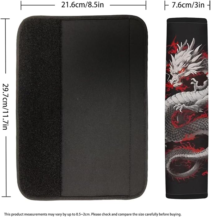 Biyejit Chinese Dragon 2PCS Car Seat-Belt Covers, Comfortable Safety Belt Strap Shoulder Pad for Men or Women, Universal Auto Interior Decor Accessories