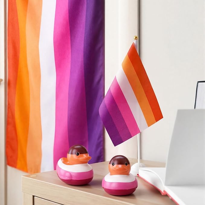 Sotiff 24 Pcs Rainbow Lesbian Pride Rubber Duck Mini Rubber Duckies Bulk Lesbian Stuff Rainbow Party Decorations Bathtub Ducky for Colorful Birthday LGBT Party Favors Gift