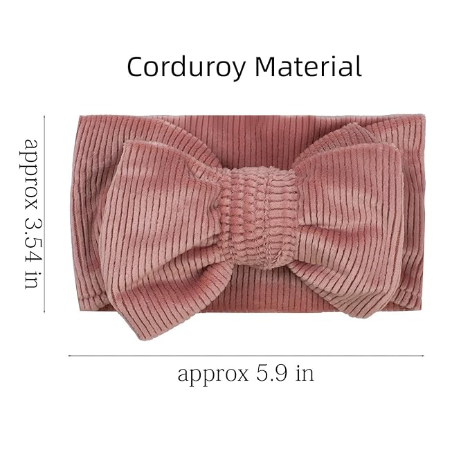 JIAHANG Baby Bows Turban Knotted Head Wraps, Corduroy Big Hair Bow Headbands, Stretchy Hair bands for Newborn Infant Toddlers Girls
