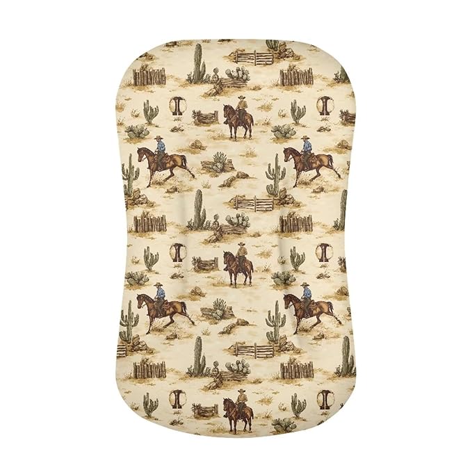 Western Cowboy Baby Lounger Cover Horse Southwestern Infant Lounger Covers for Newborn 31.5'' x 21.3'' Soft and Breathable Baby Nest Slipcover for Boys Girls