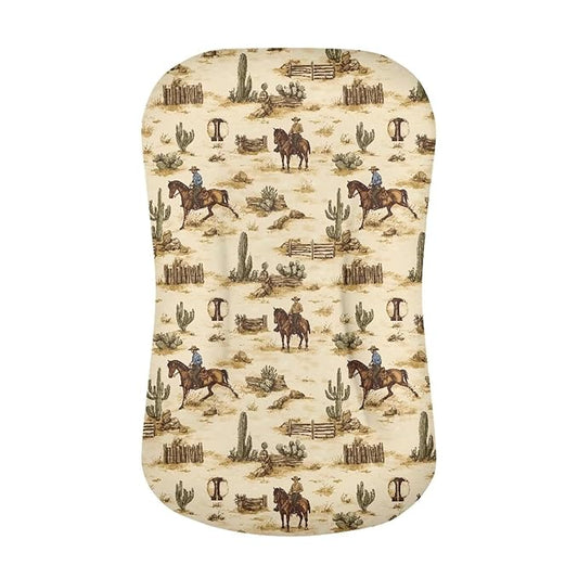 Western Cowboy Baby Lounger Cover Horse Southwestern Infant Lounger Covers for Newborn 31.5'' x 21.3'' Soft and Breathable Baby Nest Slipcover for Boys Girls
