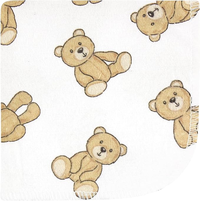 Hudson Baby Unisex Baby Flannel Cotton Washcloths, Teddy Bears 10 Pack, One Size