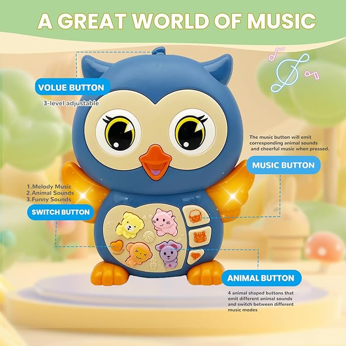 Baby Piano Keyboard Toys 12-18 Month Early Learning Light Up Music Toys Infant Gifts for 1 Year Old Boys Girls (Owl)
