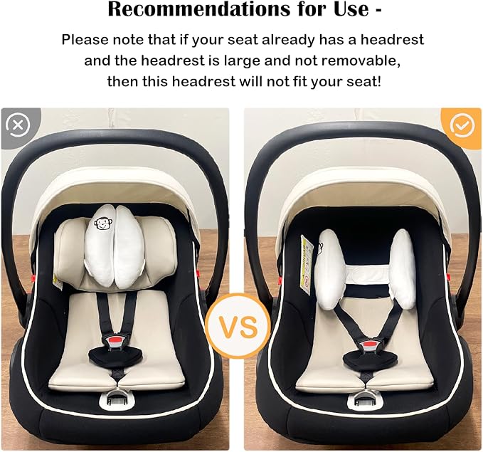 Inchant Adjustable Toddler Headrest & Neck Support, Banana Shape Travel Pillow,Best Headrest for Car Seat,Pushchair, White