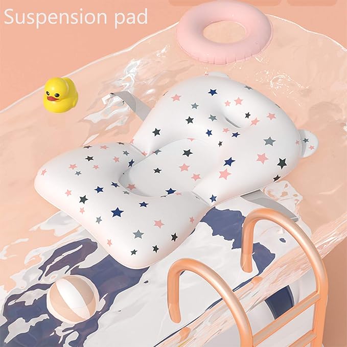 Collapsible Baby Bathtub with Bath Pad Large Baby Bathtub Portable Bathtub with Drain Hole Folding Bathtub with Water Temperature Sensing