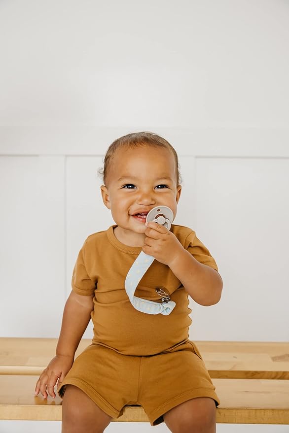Copper Pearl 3-Pack Pacifier Holders: Premium Knit Binky Clips for Baby Girls and Boys - Stylish Stainless Steel Design for Secure No-Drop Attachment