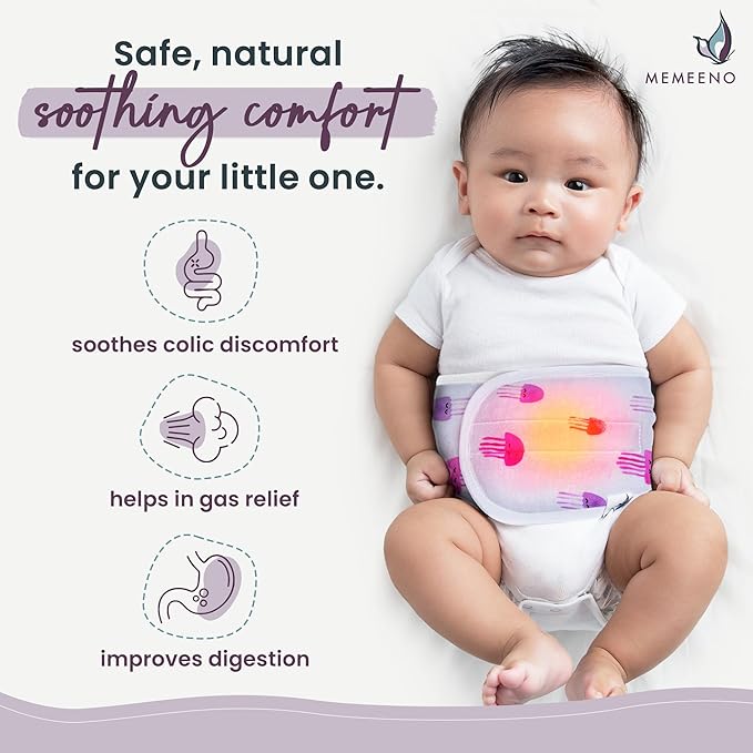 MEMEENO Baby Belly Band - Gas & Colic Relief, Heated Tummy Wrap for Newborns