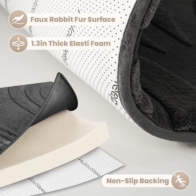 1.3" Extra Thick Fluffy Baby Play Mat for Floor,5'×7 'Large Padded Kids Rug with Ultra Soft 3D Carved Faux Rabbit Fur,Non-Slip Carpet Nursery Rug Area Rug for Playroom Living Room(Charcoal)