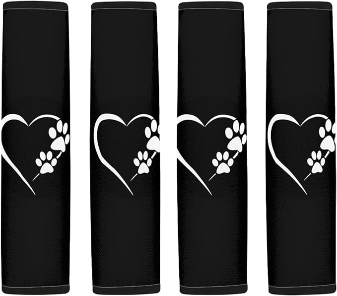 UNICEU Animal Dog Paws Lovely Heart Print Neoprene Soft Car Seatbelt Pads Protector Cover, 2 Packs, Soft Car Safety Seatbelt Strap for Kids Adults