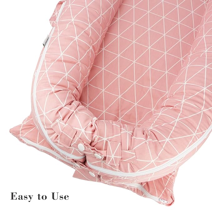 Newborn Lounger Cover for DockATot Deluxe, 100% Cotton Cover for Dock A Tot (Pink)