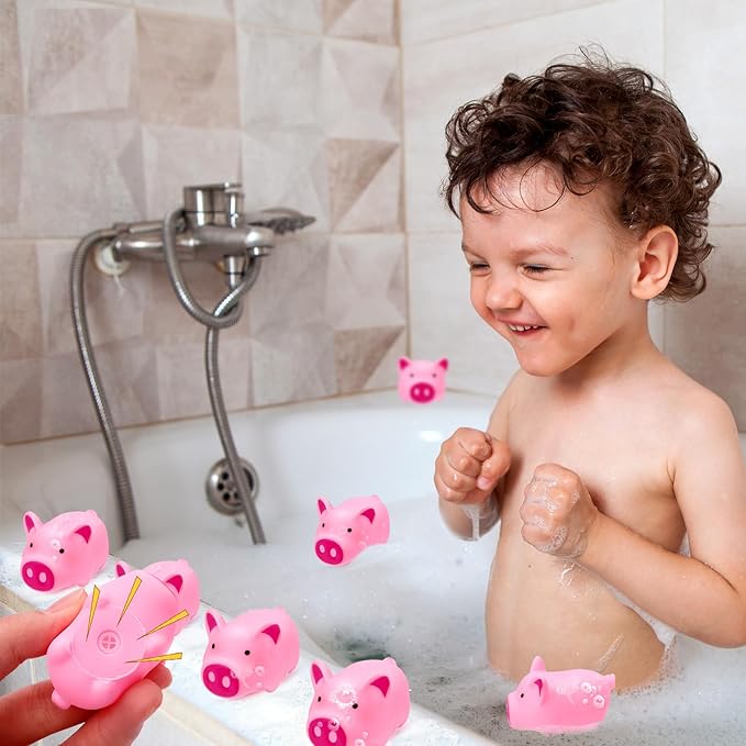 25PCS Mini Pink Squeaky Pigs, Floating Squeaky Bath Props for Shower Birthday Party Favors, Tiny Cute Rubber Pigs for Party Decorations, Prizes Supplies