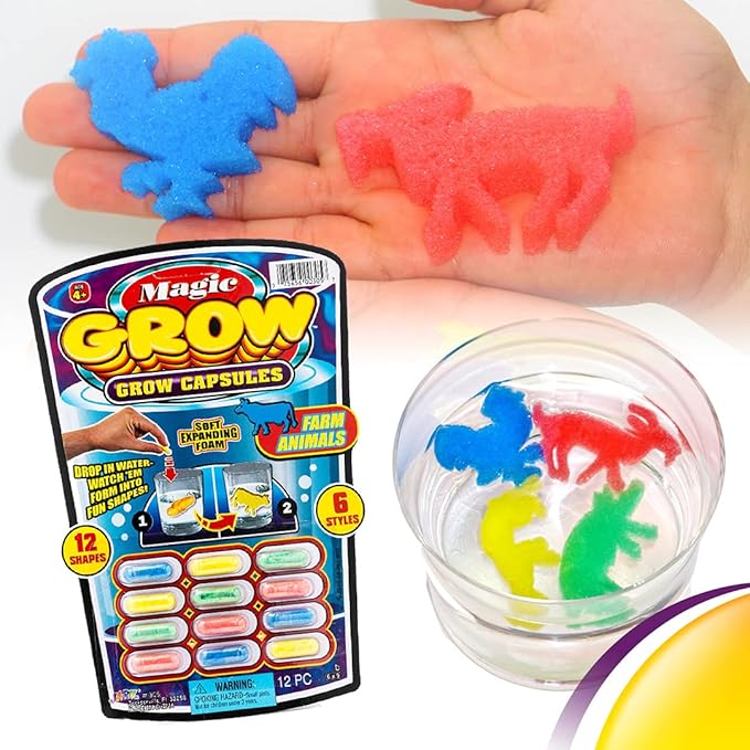 JA-RU Magic Grow Capsules for Kids (8 Pack, 96 Capsules Assorted) Water Growing Toys - Foam Sea Creatures, Dinosaurs, & Farm Animals, Science Party Favors & Classroom Prizes. 305-8s