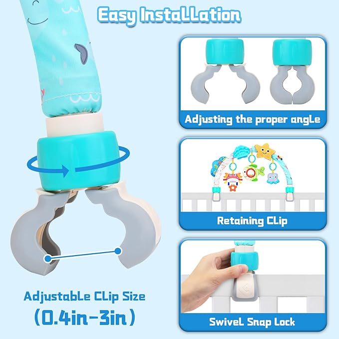 Car Seat Toys for Babies 0-6 Months，Arch Stroller Toys for 6-12 Months Infant Mobile Bassinet Bouncer Hanging Toys Shower Gifts for Baby Boys Girls 0 3 6 9 12 Months(Ocean)