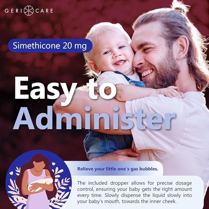GeriCare Infants’ Gas Relief Drops Simethicone Drops for Infants, Relieves Stomach Discomfort, Safe & Gentle 20mg Drops, Child Anti-Gas 1 Fl Oz (Pack of 4)