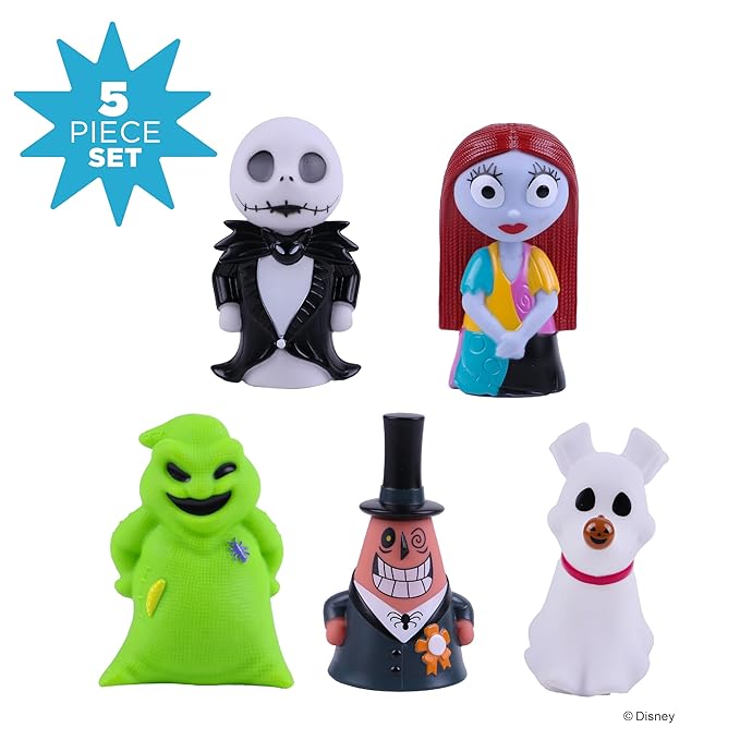 Disney The Nightmare Before Christmas - 5 Piece Jumbo Squirter Bucket - Bath Toys for Baby and Toddlers - Includes Organizer Bucket - Store Bath Time Water Toys