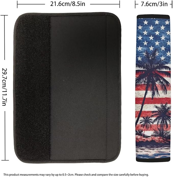 AFPANQZ American Flag Palm Auto Seat Belt Cover Pads for Men Women 2 Piece Safety Seatbelt Pad Cushion Universal Fit for Truck Van Sedans SUVs Bohemian Red Shoulder Strap Pads