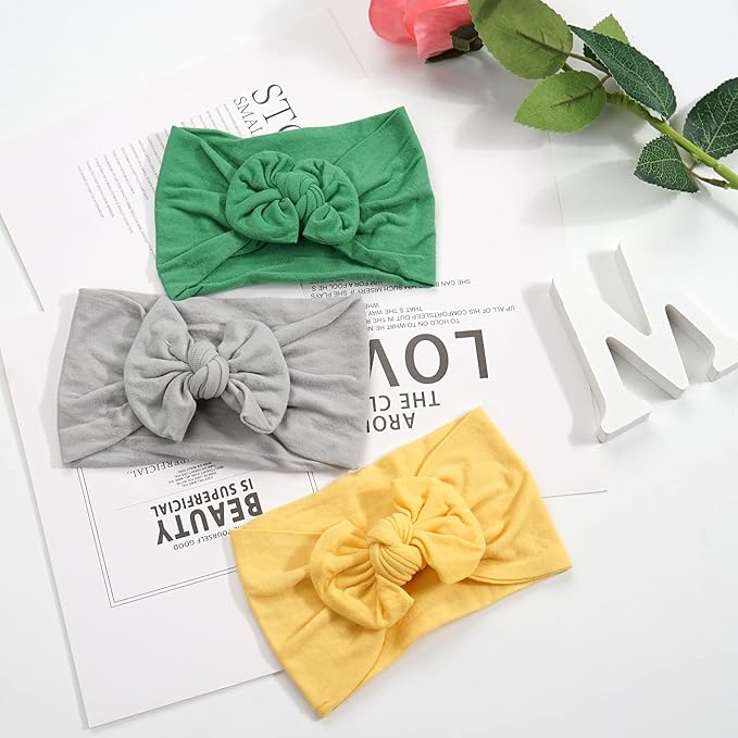 CÉLLOT Super Stretchy Soft Knot Headbands with Hair Bows Head Wrap Hair Accessories For Newborn Baby Girls Infant Toddlers Kids