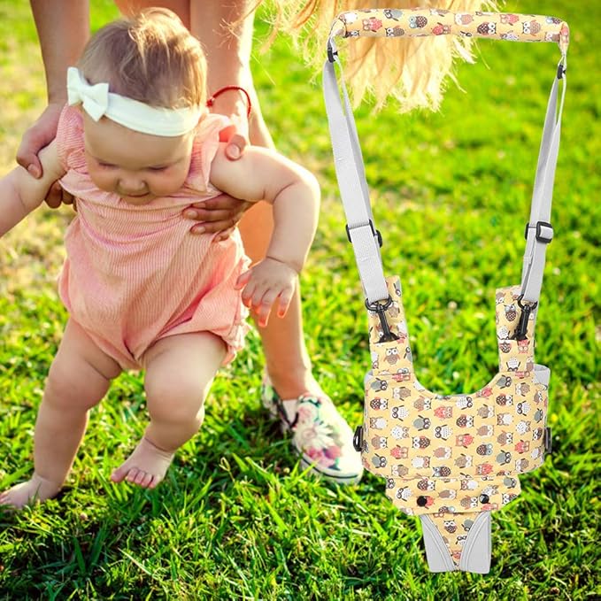 Baby Walking Harness Baby Walker Harness Toddler Learning Walking Assist Beltlight Yellow (Light Yellow-Owl Print)