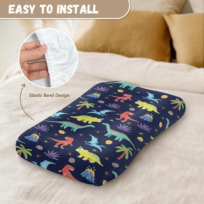 Cartoon Dinosaur Baby Lounger Cover for Boys Newborn Lounger Pillow Covers Soft Breathable Infant Nest Slipcover 31.5'' x 21.3'' Fits Most Standard Baby Loungers