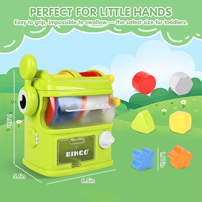 Montessori Baby Toys Eating The Shapes, Interactive Shape Sorter Toys for Toddlers, Fine Motor Skills Matching & Sorting Learning Toys for 1 2 3 Year Old Boys Girls