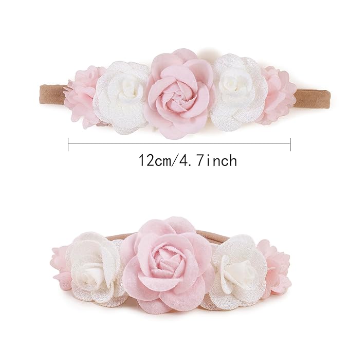 New Model Baby Girl Nylon Headbands Nylon Flower Elastic Hairbands 3pcs Hair Accessories Gift for Newborn Infant Toddlers (BF-XKFD001)