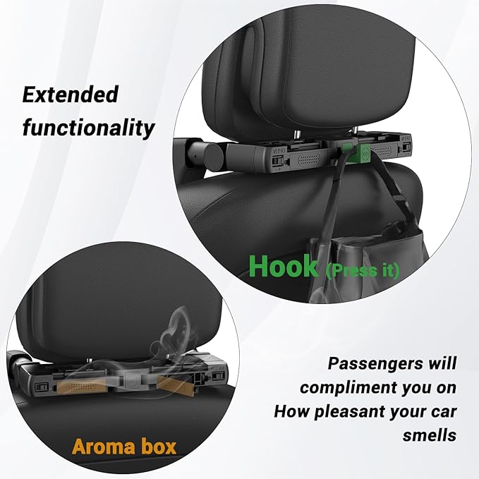 Car Headrest Pillow, [Supersleep] Road Pal Headrest with PU/Sponge Pad, 360° Adjustable Car Seat Head Neck Support, U Shaped Car Sleeping Pillow for Kids & Adults (Black-US Patent Design)
